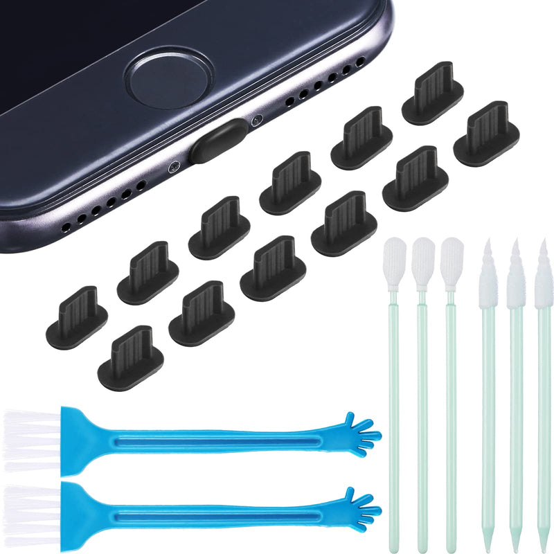 [Australia - AusPower] - Anti Dust Plugs Compatible with iPhone 7/8/ X/XS/XR/ 11/12, Included Phone Port Cleaning Brush Kit, Cell Phone Speaker Cleaning Brushes and Phone Receiver Cleaning Brush Set (24 Pieces) 