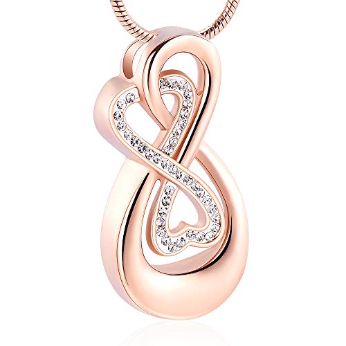 Infinity Love Urn Pendant Stainless Steel Snake Chain Cremation Jewelry for Ashes for Woman Free Filling Tools Include
