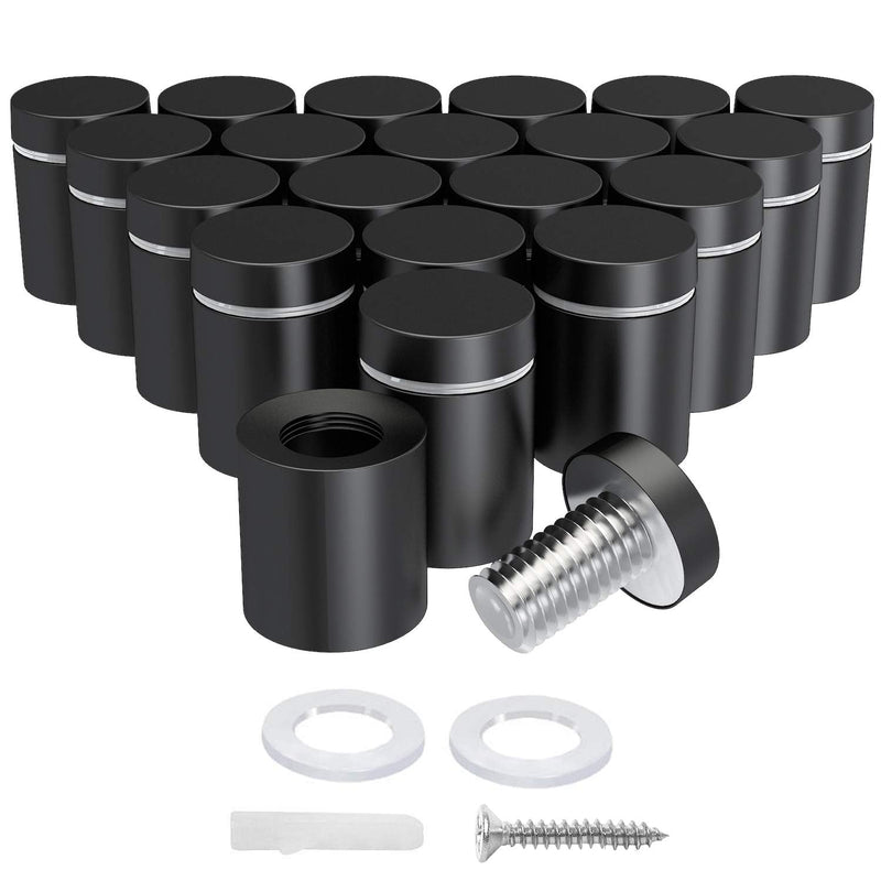 [Australia - AusPower] - LuckIn 20-Pack Standoff Screws (3/4 in. Dia x 1 in. L), Stainless Steel Standoff Mounting Hardware for Acrylic Signs, Black 3/4 x1 inch 