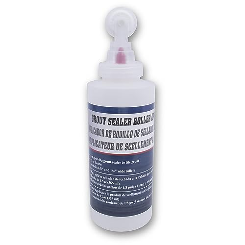 MARSHALLTOWN 12 oz grout sealer bottle and tile shower applicator against a white background