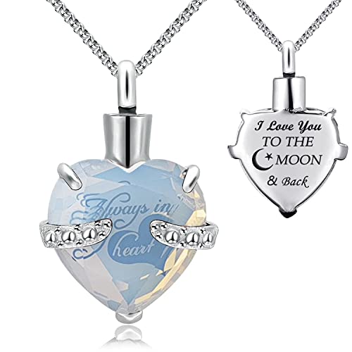 YOUFENG Urn Necklaces for Ashes Always in My Heart Heart Cremation Jewelry Memorial Pendant Birthstone Necklace June URN