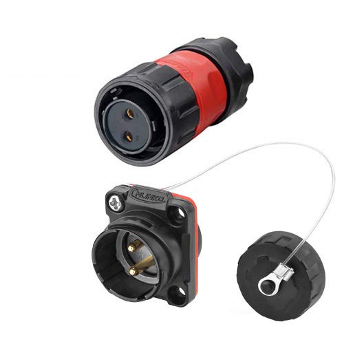 [Australia - AusPower] - CNLINKO 2 Pin Power Industrial Circular Connector, Female Plug & Male Panel Mount Receptacles Socket Jack, Outdoor Waterproof IP67, AC DC 