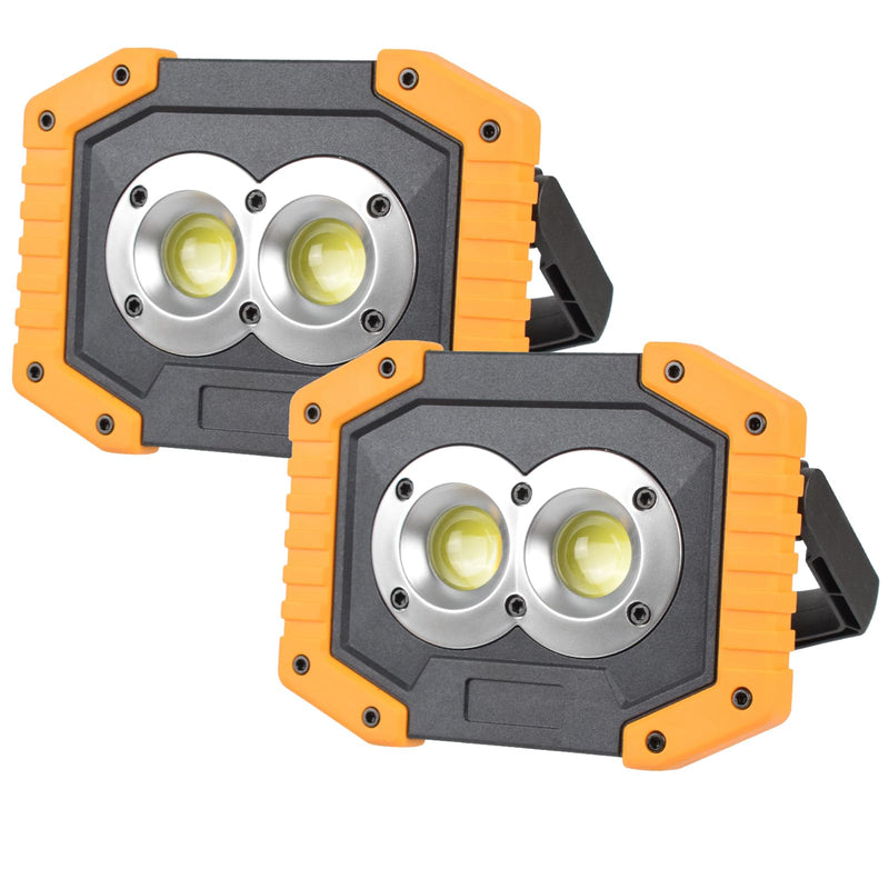 [Australia - AusPower] - OTYTY LED Work Light 2-Pack, 30W 1500LM Portable Rechargeable Flood Lights with Magnetic Base, 4200mAh Battery for Outdoor, Camping, Hiking, Emergency, Car Repairing, Job Site Lighting (W839 Yellow) W839-Y 