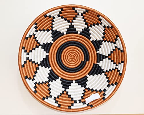 Tembo Crafts Africa - Handmade Basket Rwanda - Large - Made of Sisal, Sweetgrass - 12 Inches Diameter - RB031
