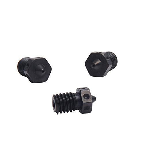 4pcs Hardened Steel Nozzles V6 Nozzle 0.4mm for 1.75mm V6 Hotend Prusa i3 MK3 MK3S Anycubic Mega 3D Printer Printing PEI PEEK or Carbon Fiber Filament use(4x0.4mm)