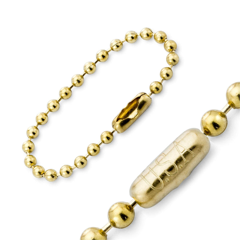 [Australia - AusPower] - 4.5 Beaded Ball Keychains (100 Pack) Solid Brass Bead Size #6 Tag Chains USA Made 