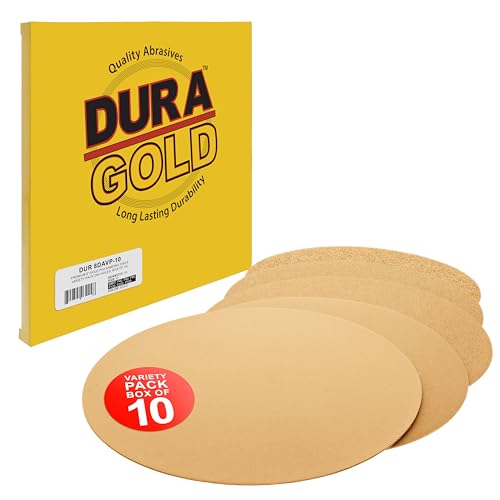 Dura-Gold 8-inch gold PSA sanding discs, assorted grits 40 to 320, 2 each variety pack