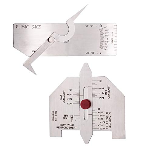 Necygoo Style C weld gauge set for porosity, undercuts, convexity and concavity inspection, stainless steel inch measurements