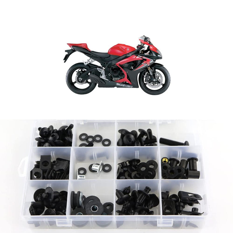 Xitomer Full Sets Fairing Bolts Kits, Fit for GSXR600 GSXR750 2006 2007 K6, Mounting Kits Washers/Nuts/Fastenings/Clips/Grommets (Matte Black)