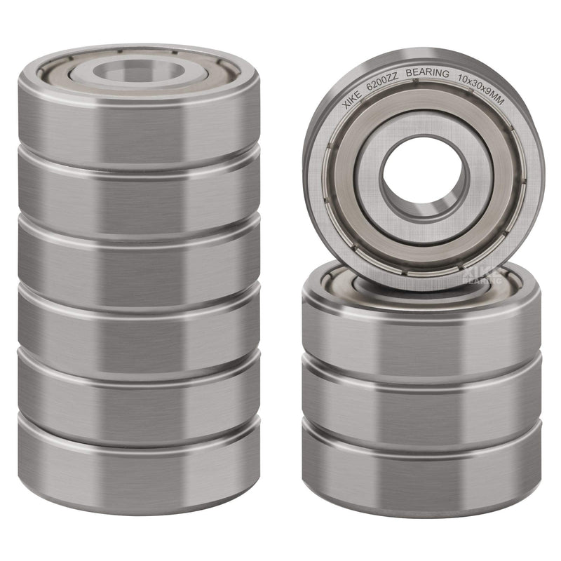 [Australia - AusPower] - XiKe (10 Pack) 6200ZZ Double Sealed Deep Groove Ball Bearings, 10x30x9mm, Pre-Lubricated for High RPM, Chrome Steel P6, ABEC 3 6200ZZ Size 10mmx30mmx9mm 