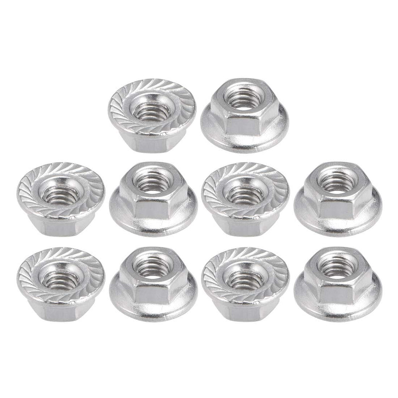 [Australia - AusPower] - uxcell M4 Serrated Flange Hex Lock Nuts, 304 Stainless Steel, 10 Pcs 