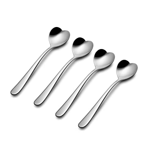 Alessi Big Love Set of 4 Heart Tea Spoons, 18/10 Stainless Steel, by Miriam Mirri