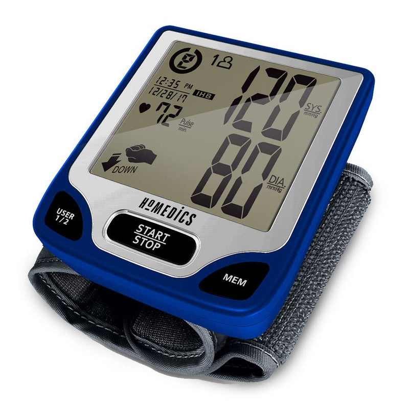 [Australia - AusPower] - Homedics Blood Pressure Monitor, Automated Wrist Blood Pressure Machine for Home use with Easy One-Touch Operations. Stores up to 120 Readings (60 Readings per 2 Users). Cuff and Storage Case Included 
