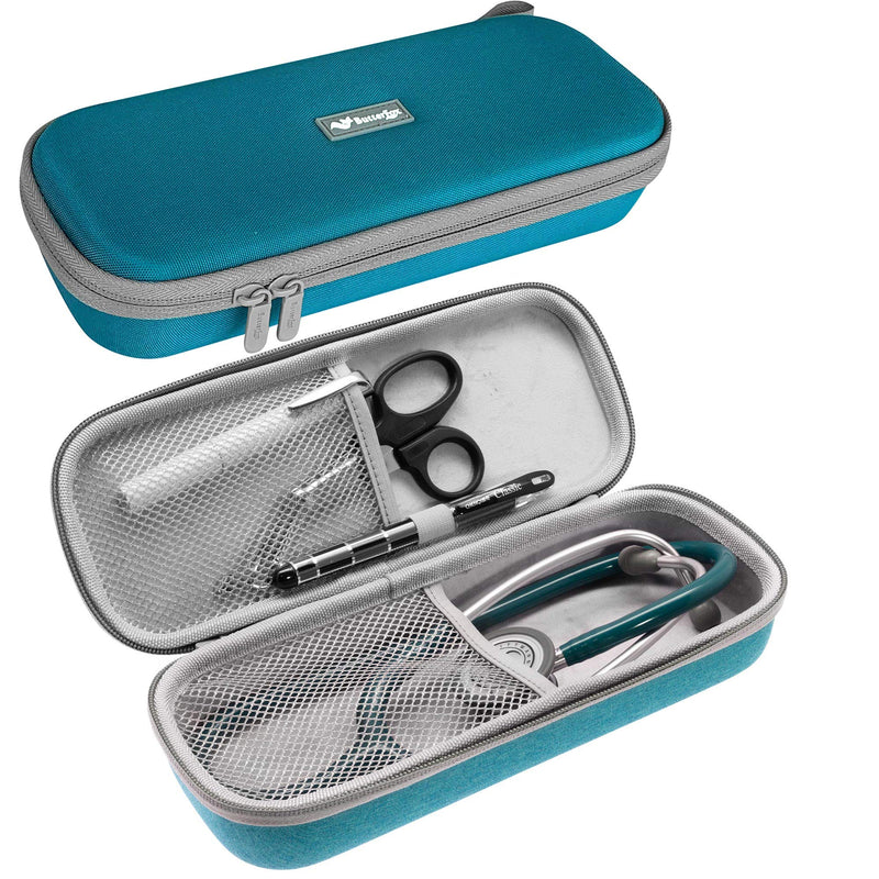 ButterFox Semi Hard Stethoscope Case for Classic III, Cardiology IV Diagnostic, Lightweight II S.E, and More Stethoscopes with Pocket for Nurse Accessories (Green/Teal)