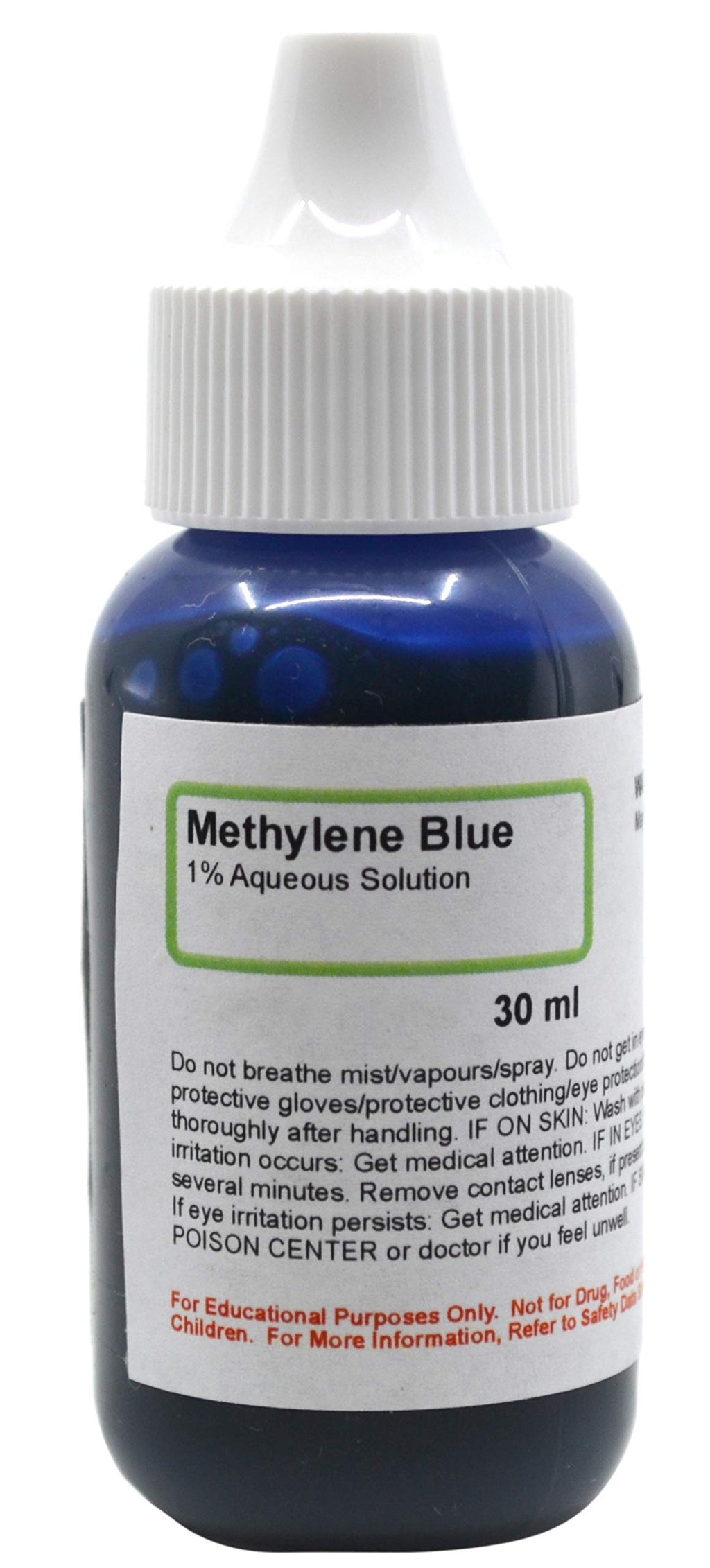 Innovating Science Methylene Blue 1% Aqueous Solution, 1 fl oz (30mL) Dropper Bottle - Methyl Blue Microscope Stain - The Curated Chemical Collection