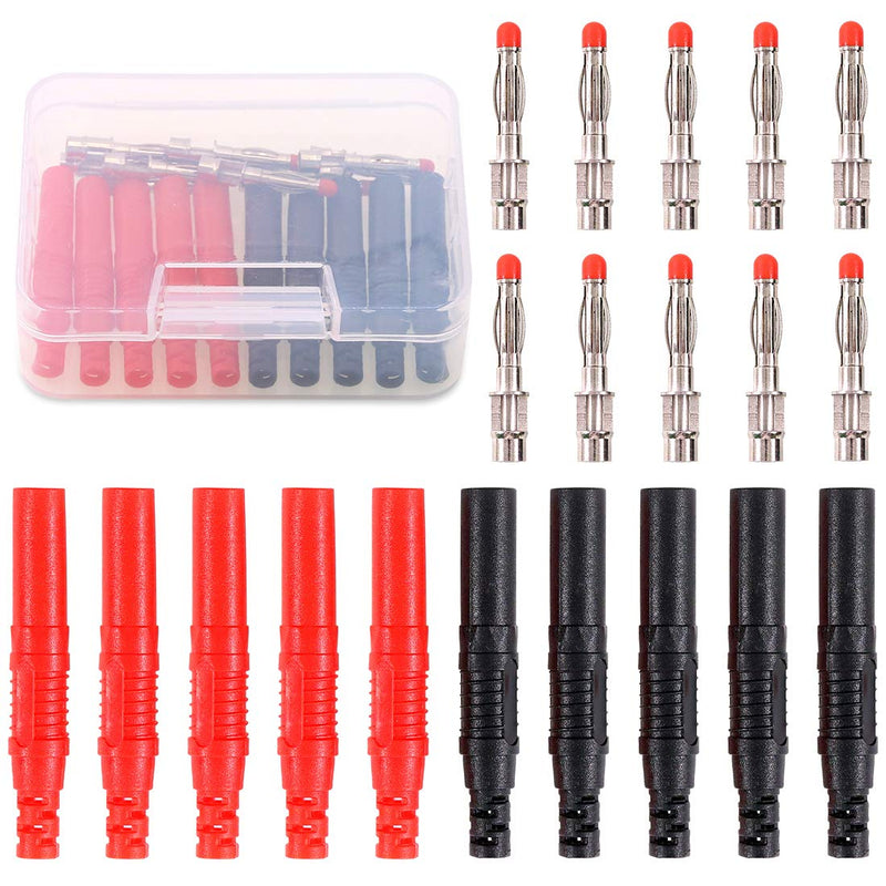 [Australia - AusPower] - Swpeet 10Pcs Brass Insulated Safety Seal Protection Shrouded Straight 4mm Banana Plugs, Solder Cable Connector Adapters for Multimeter Test Probes Straight Wire Solder DIY Shrouded Insulated 