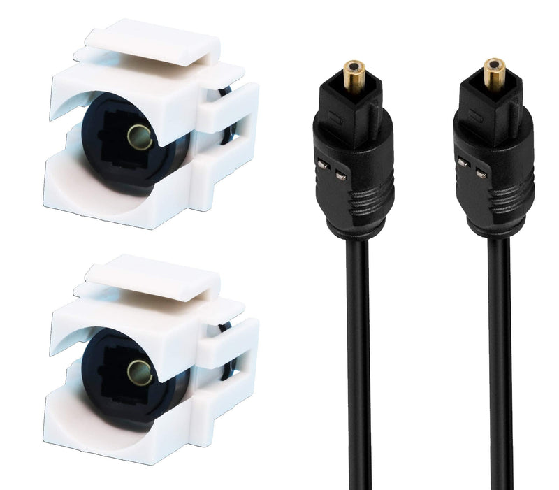 [Australia - AusPower] - DIYTECH Toslink Keystone Jack, Female to Female SPDIF Coupler, Includes Optical Audio Cable, White (2-Pack) 