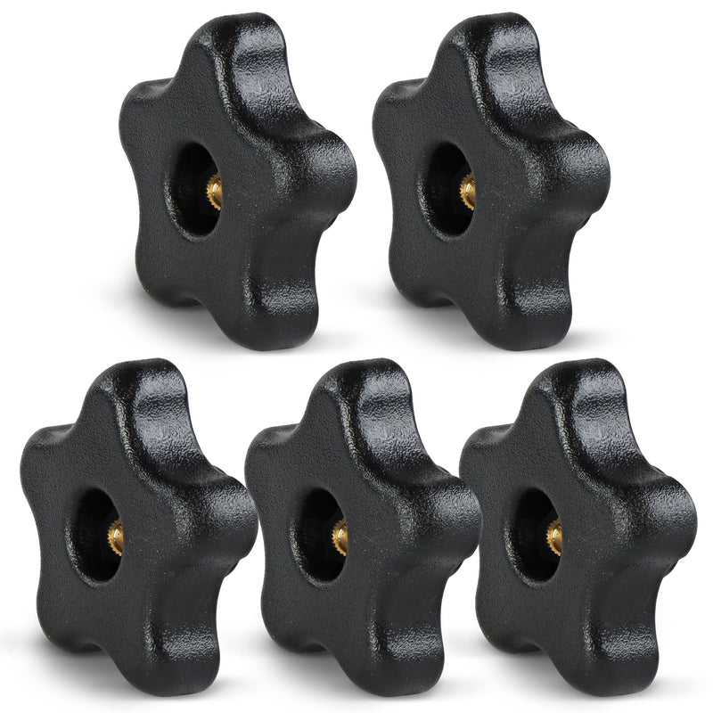 [Australia - AusPower] - DCT 5 Star Knobs 5/16in-18 Internal Threaded Knob Clamping Knob Jig Knobs – T Knob Plastic Knobs, Threaded Knobs 5-Pack 5/16 Inch - 18 Thread 