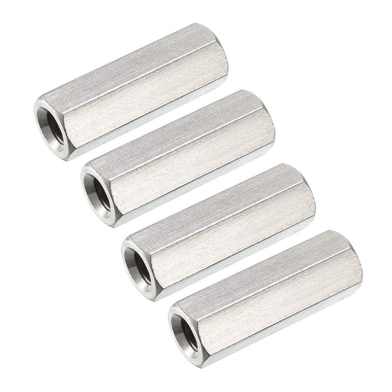 [Australia - AusPower] - uxcell M6 x 1-Pitch 30mm Length 304 Stainless Steel Metric Hex Coupling Nut, 4Pcs M6x1x30mm 