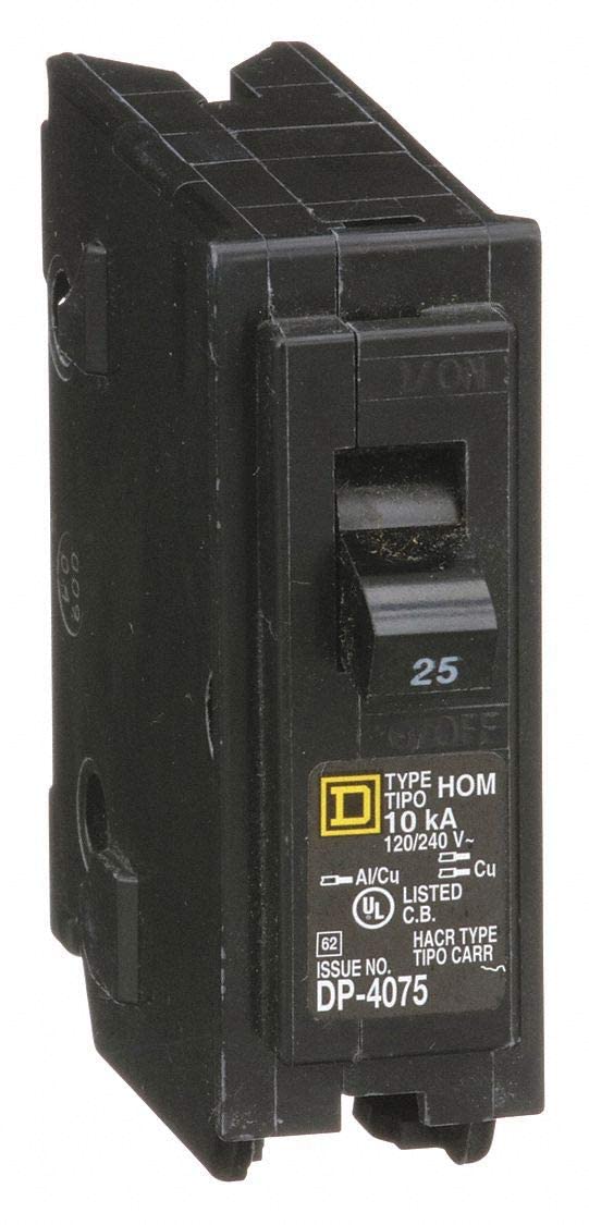 [Australia - AusPower] - Square D Plug in Circuit Breaker, HOM, Number of Poles 1, 25 Amps, 120VAC, Standard 