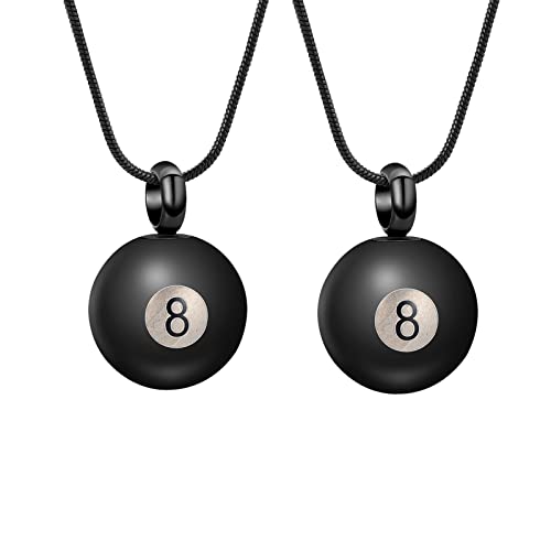 Cremation Jewelry Billiard Black 8 Ball Cremation Urn Necklace for Ashes Stainless Steel Urn Jewelry Personal Necklace (Bracelet)
