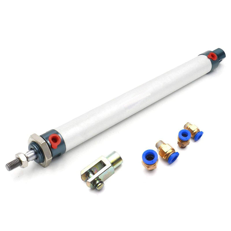 Air Cylinder 20mm Bore 175 Stroke Pneumatic Cylinder Single Rod Dual Action with Y Connector and 4Pcs Pneumatic Quick Fitting MAL20*175