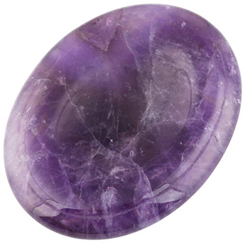 SUNYIK Oval Amethyst Thumb Worry Stone for Anxiety Stress #2 Oval-Amethyst