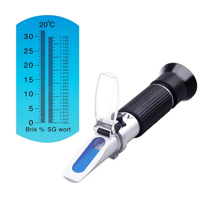 [Australia - AusPower] - Brix Refractometer with ATC Digital Handheld Refractometer for Homebrew Wort Beer Wine Fruit Sugar, Dual Scale-Specific Gravity 1.000-1.130 and Brix 0-32% (Black) 
