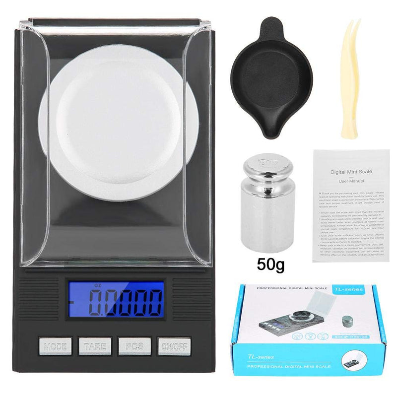 [Australia - AusPower] - Digital Milligram Jewelry, LED Digital Display Mini Portable High Precision 0.001g Pocket Jewelry with Calibration Weights Tweezers and Weighing Pans (100g) 