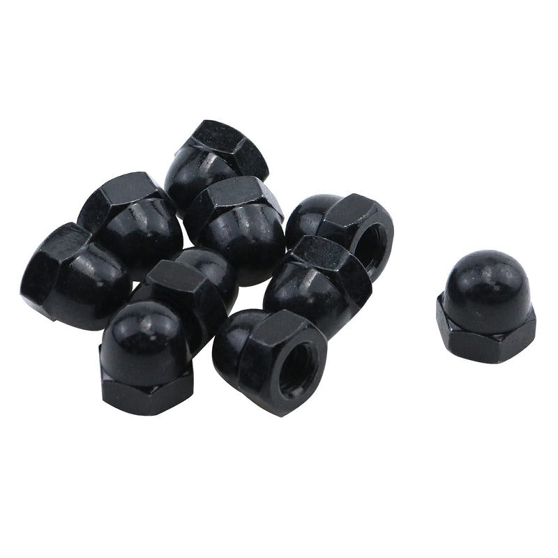 Antrader M10 Thread Dia Acorn Cap Black Zinc Plating Carbon Steel Decorative Dome Head Hex Nuts, 10-Pack M10 10pcs, Black