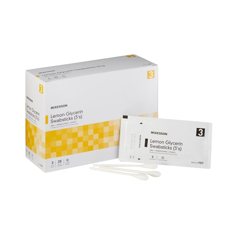 [Australia - AusPower] - McKesson Lemon Glycerin Swabsticks, Sterile, Oral Swab Stick, 25 Count, 1 Pack (25 ct) 