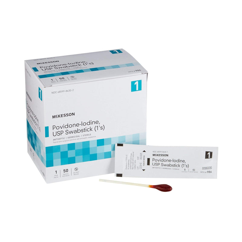 [Australia - AusPower] - McKesson Povidone-Iodine Impregnated Swab Stick, Sterile - 4 in, 50 Sticks, 1 Pack 50 Count 