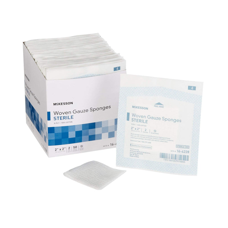 [Australia - AusPower] - McKesson 8-Ply Sterile Gauze Sponges, 2" x 2", 2 counts per Pack, 50 Packs (total 100 Sterile Gauze Sponges) 