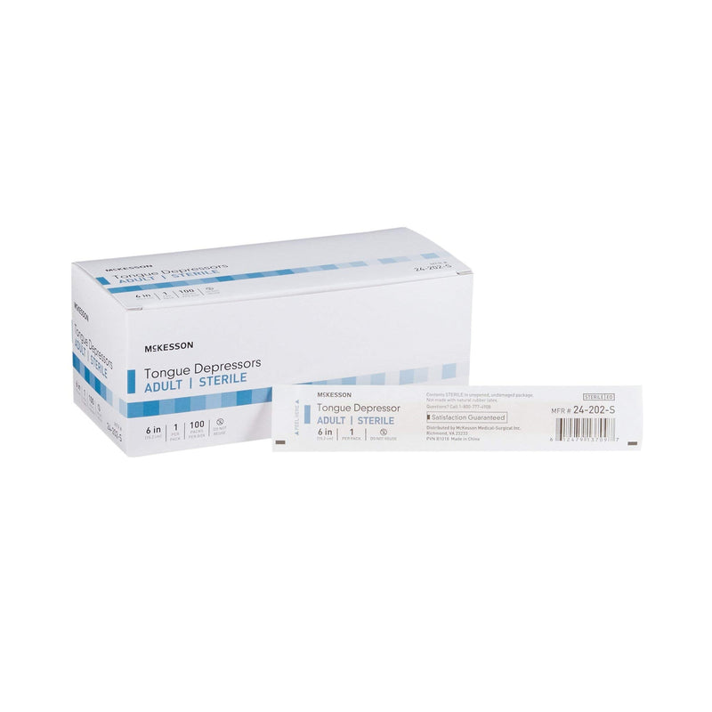 [Australia - AusPower] - McKesson Tongue Depressor, Sterile, Wooden, Individually Wrapped, Adult, 6 in, 100 Count 100 Count (Pack of 1) 
