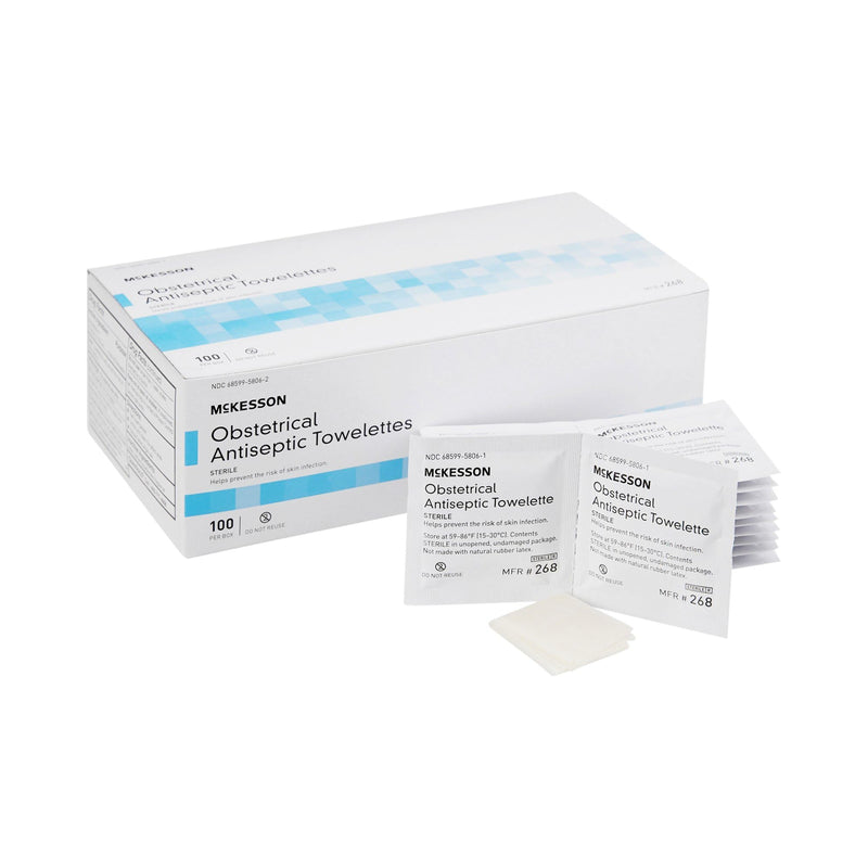 [Australia - AusPower] - McKesson Obstetrical Antiseptic Towelettes Wipes, Sterile, Individual Packet, Clean Scent, 100 Count, 1 Pack 1 Count (Pack of 100) 