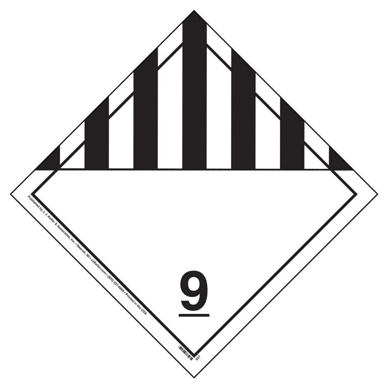 [Australia - AusPower] - Class 9 Miscellaneous Placard, Worded 25-pk. - 10.75"x10.75" Removable Self Adhesive Economy Vinyl for Short-Term Applications - J. J. Keller & Associates - Complies w/DOT Hazmat Placard Requirements 