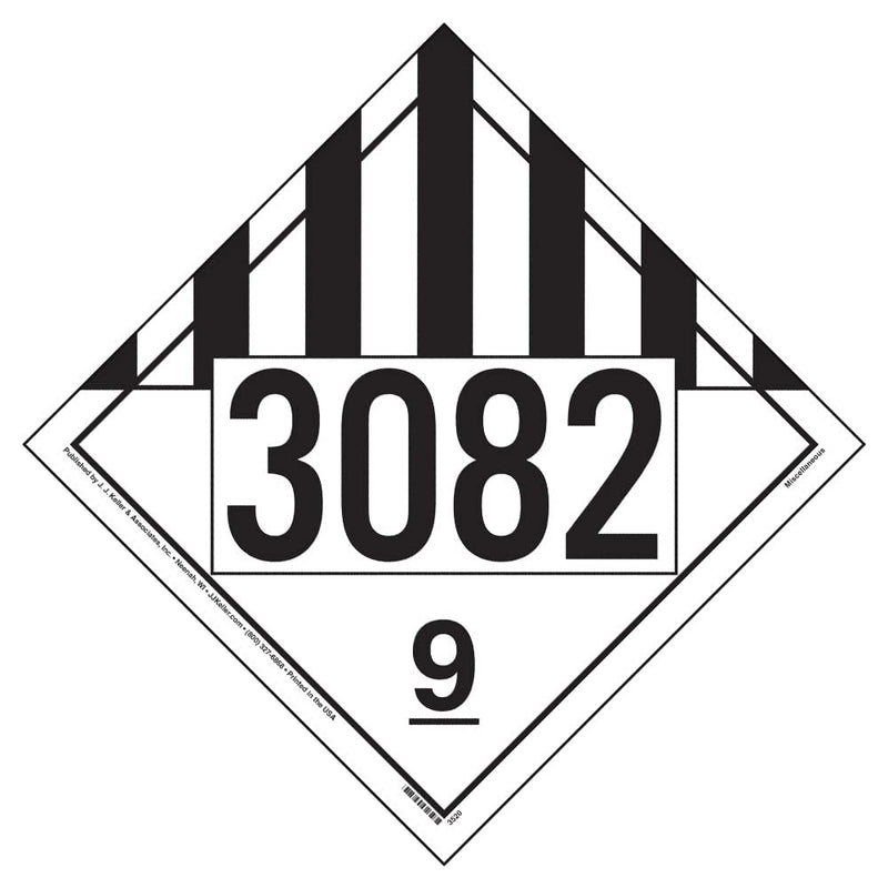 [Australia - AusPower] - 3082 Placard, Class 9 Miscellaneous 25-pk. - 10.75" x 10.75" Removable Self Adhesive Economy Vinyl for Short-Term Applications - J. J. Keller & Associates - Complies w/DOT Hazmat Placard Requirements 