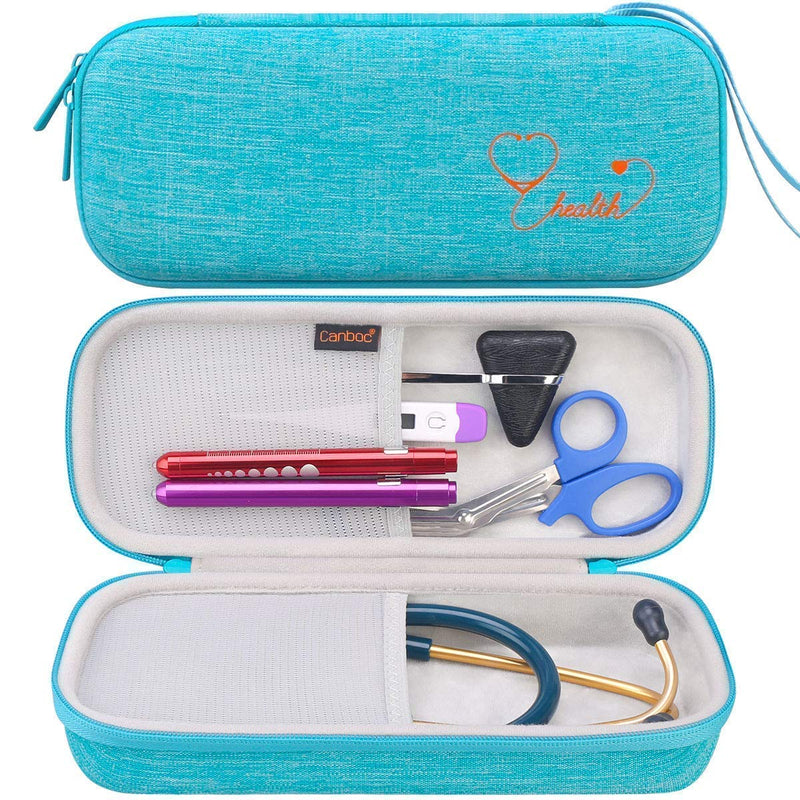 [Australia - AusPower] - Canboc Hard Stethoscope Case for 3M Littmann Classic III, Lightweight II S.E, Cardiology IV, MDF Acoustica Stethoscope, Mesh Pocket fits Medical Scissors, Penlight, Oral Thermometer, Turquoise 