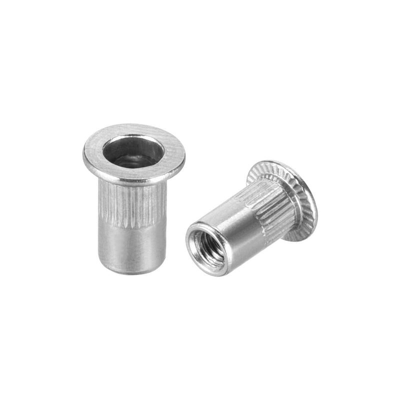 [Australia - AusPower] - uxcell M4 304 Stainless Steel Rivet Nuts Flat Head Insert 50 Pcs 