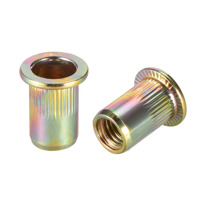 [Australia - AusPower] - uxcell M8 Carbon Steel Rivet Nuts Flat Head Insert Yellow Zinc Plated 10 Pcs 