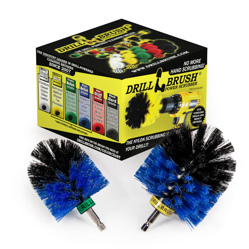 Drill Powered Scrubbing Brush Heads - Professional Boat Detailing Accessories - Aquatic Cleaning Supplies - Tank Scrubbing Brush - Boat Hull Cleaning Tools - Barnacle Busting Brush - Detailing Set Blue