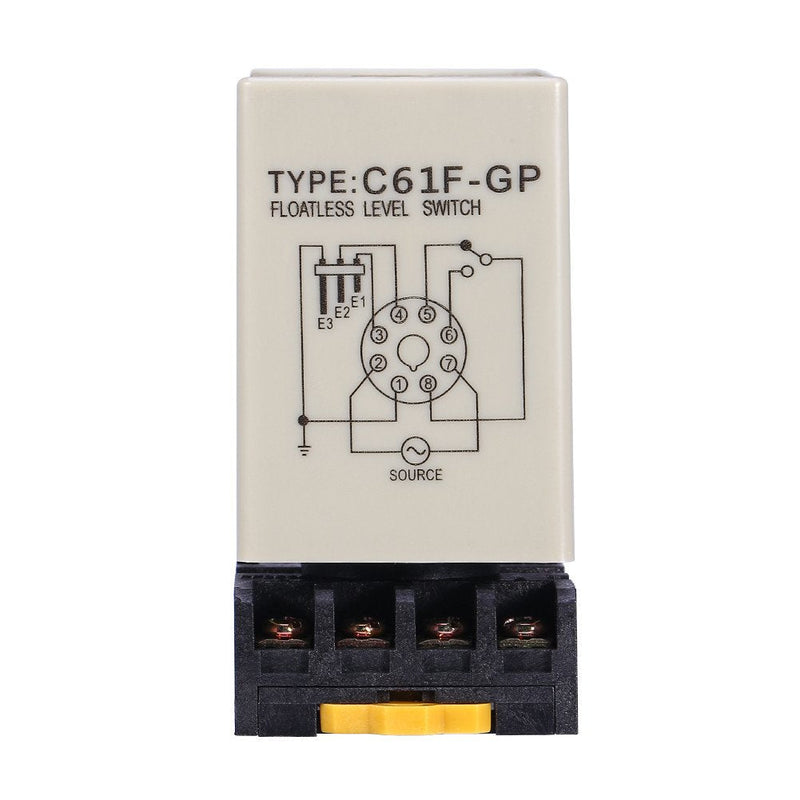 [Australia - AusPower] - Liquid Water Level Sensor, Floatless Level Switch, C61F-GP AC220V 50HZ/60HZ Liquid Level Controller with Base for Water Industry 