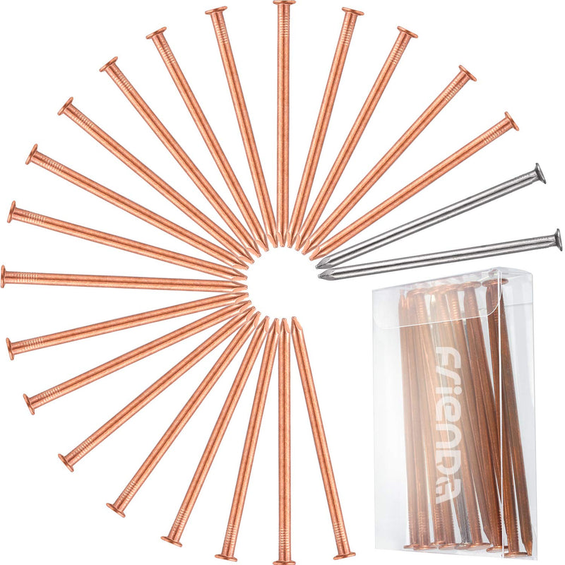 [Australia - AusPower] - Frienda 20 Pack 3.5 Inch Copper Nails Nail Spikes for Killing Tree, Long Stump Removal Spikes with 2 Pieces Large Steel Nails, Included Storage Box 