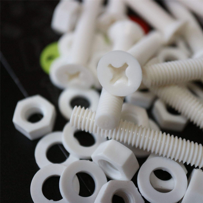 [Australia - AusPower] - 20 x White Countersunk Screws Polypropylene (PP) Plastic Nuts and Bolts, Washers, M6 x 40mm, Anti-Corrosion, Chemical Resistant, (15/64 x 1 37/64 in) 