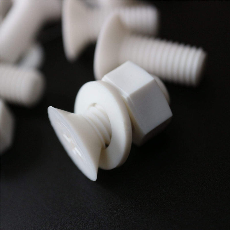 [Australia - AusPower] - 20 x White Countersunk Screws Polypropylene (PP) Plastic Nuts and Bolts, Washers, M8 x 20mm, Anti-Corrosion, Chemical Resistant, (5/16 x 25/32 in) 
