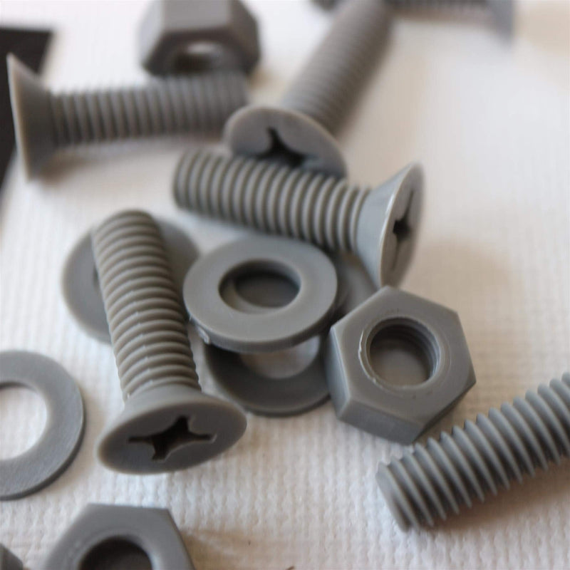 [Australia - AusPower] - 20 x Grey Countersunk Screws Polypropylene (PP) Plastic Nuts and Bolts, Washers, M6 x 20mm, Anti-Corrosion, Chemical Resistant, Gray, (15/64 x 25/32 in) 