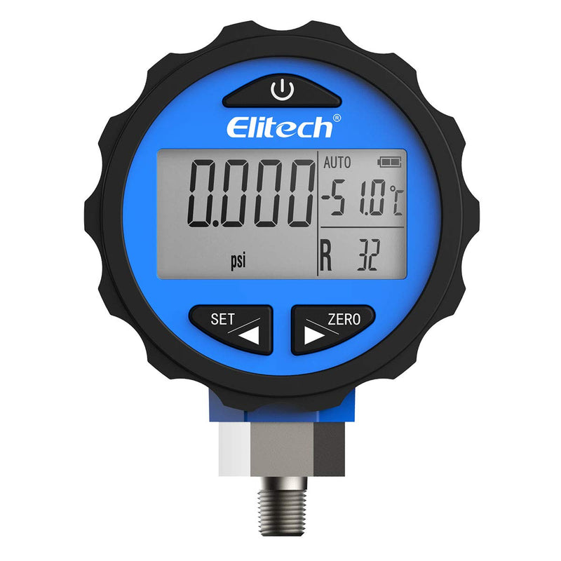 [Australia - AusPower] - Elitech PG-30Pro Blue Refrigeration HVAC Digital Pressure Gauge -14.5-500 PSI 1/8'' NPT 