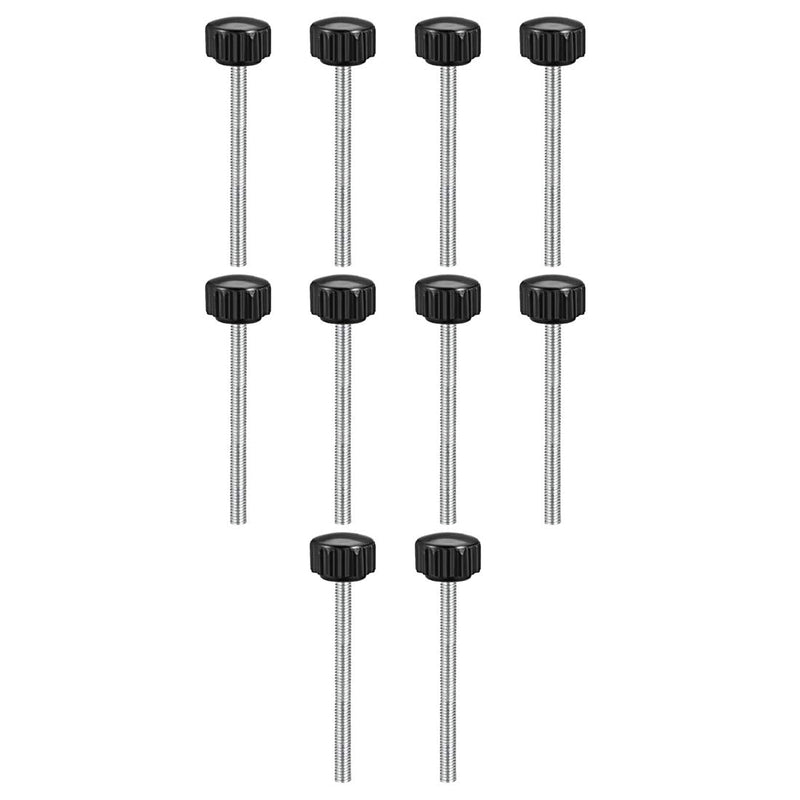 [Australia - AusPower] - uxcell M4 x 50mm Metric Male Thread Knurled Clamping Knobs Grip Thumb Screw Hand Clamping Handle Bolt with 16mm Plastic Knobs Black 10 Pcs M4 x 50mm x 16mm 