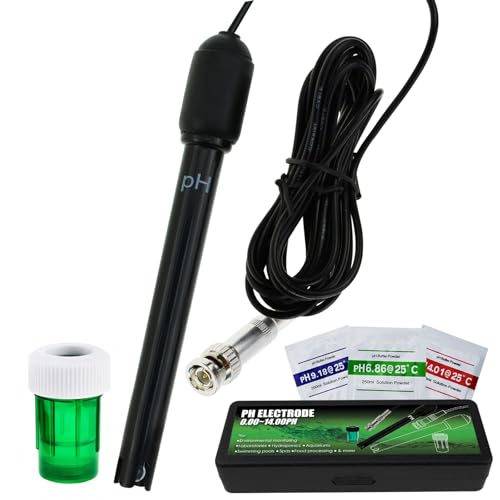 Long Body pH Electrode with BNC Socket Probe 300 cm Cable 0-14pH for pH Meter, pH Regulator pH Device Economical Sensor Long tube