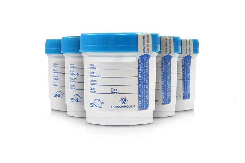 [Australia - AusPower] - SNL Quality Sterile Specimen Cup 3oz/90ml, Screw-on Lid with a Tamper Evident Seal, Blue Cover (5) 5 